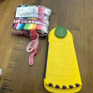 Yellow Friendship Bracelet Maker with Colorful Threads